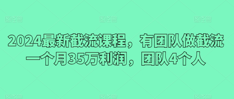 （第8040期）2024最新截流课程，有团队做截流一个月35万利润，团队4个人