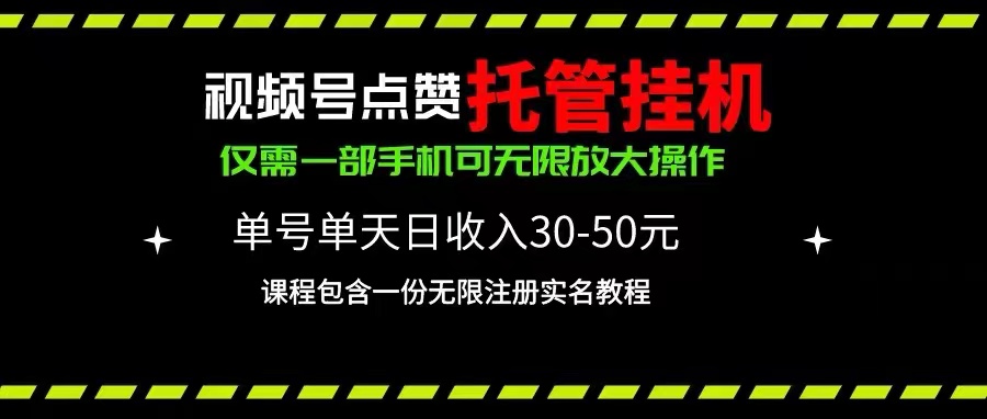 （第8690期）视频号点赞托管挂机，单号单天利润30~50，一部手机无限放大（附带无限…