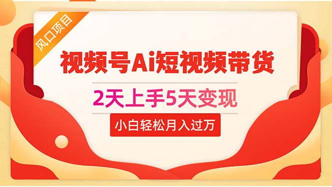 （第8935期）2天上手5天变现视频号Ai短视频带货0粉丝0基础小白轻松月入过万