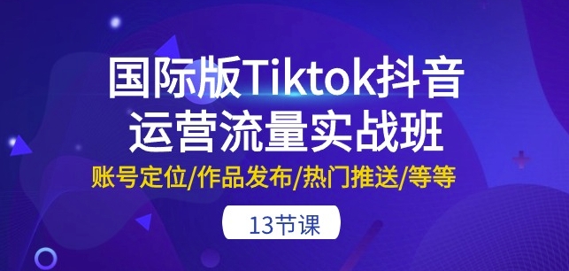 （第8789期）国际版Tiktok抖音运营流量实战班：账号定位/作品发布/热门推送/等等-13节