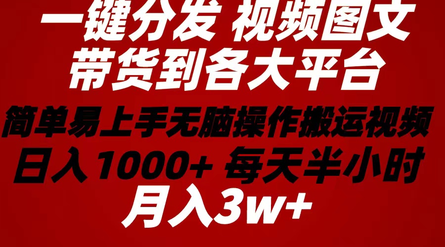 （第8723期）2024年 一键分发带货图文视频  简单易上手 无脑赚收益 每天半小时日入1…