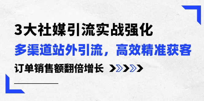 （第8554期）3大社媒引流实操强化，多渠道站外引流/高效精准获客/订单销售额翻倍增长