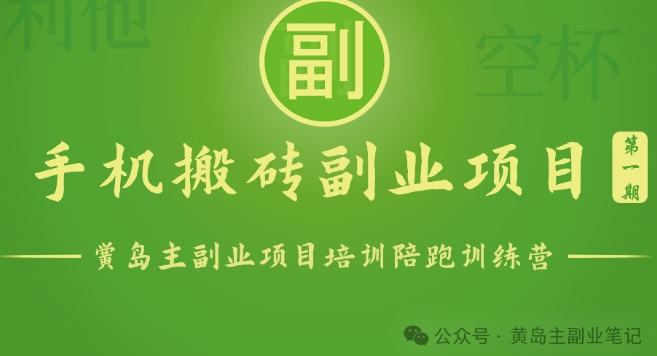 （第8721期）手机搬砖小副业项目训练营1.0，实测1小时收益50+，一部手机轻松日入100+