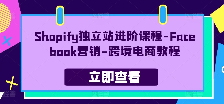 （第9315期）Shopify独立站进阶课程-Facebook营销-跨境电商教程