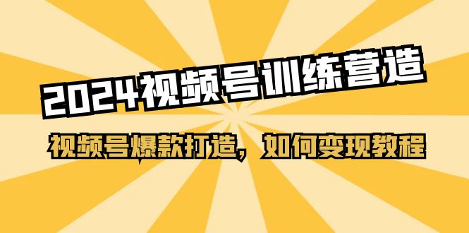 （第9473期）2024视频号训练营，视频号爆款打造，如何变现教程（20节课）