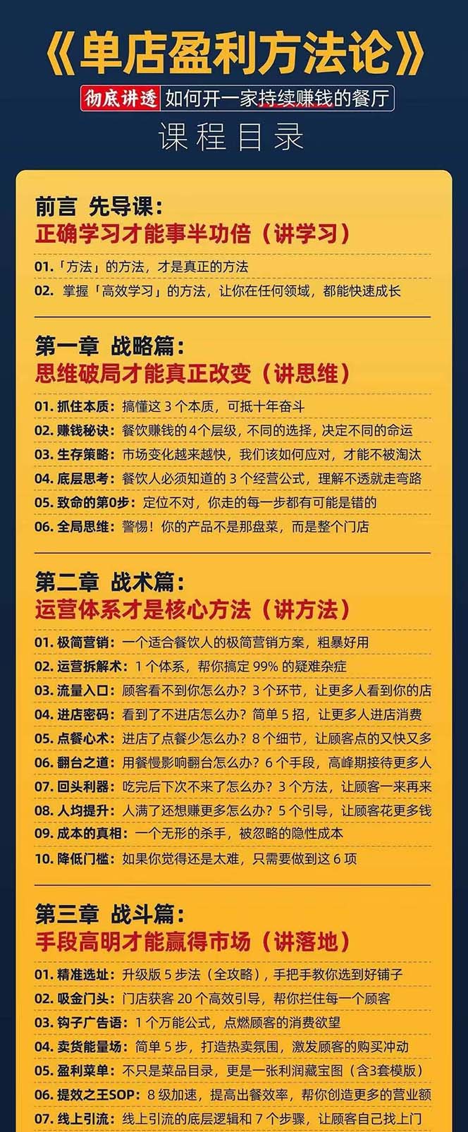 （第9697期）餐饮店盈利实操方法：教你怎样开一家持续能赚钱的餐厅（25节）