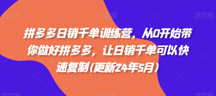 （第9604期）拼多多日销千单训练营，从0开始带你做好拼多多，让日销千单可以快速复制(更新24年6月)