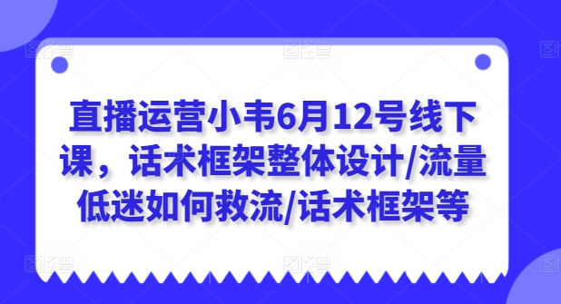 （第9505期）直播运营小韦6月12号线下课，话术框架整体设计/流量低迷如何救流/话术框架等