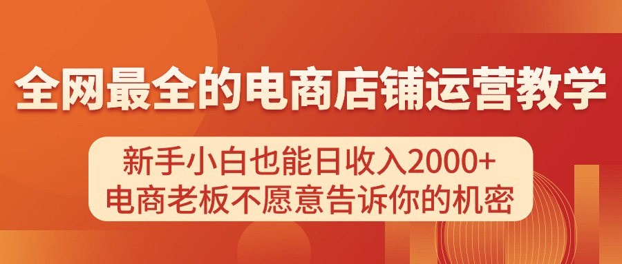 （第9675期）电商店铺运营教学，新手小白也能日收入2000+，电商老板不愿意告诉你的机密