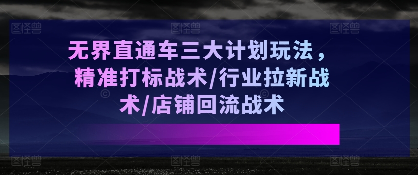 （第9734期）无界直通车三大计划玩法，精准打标战术/行业拉新战术/店铺回流战术