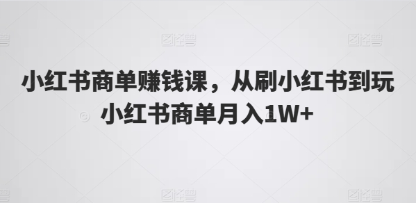 （第9451期）小红书商单赚钱课，从刷小红书到玩小红书商单月入1W+