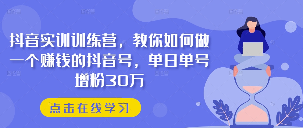 （第9163期）抖音实训训练营，教你如何做一个赚钱的抖音号，单日单号增粉30万