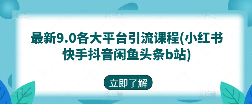 （第9027期）最新9.0各大平台引流课程(小红书快手抖音闲鱼头条b站)