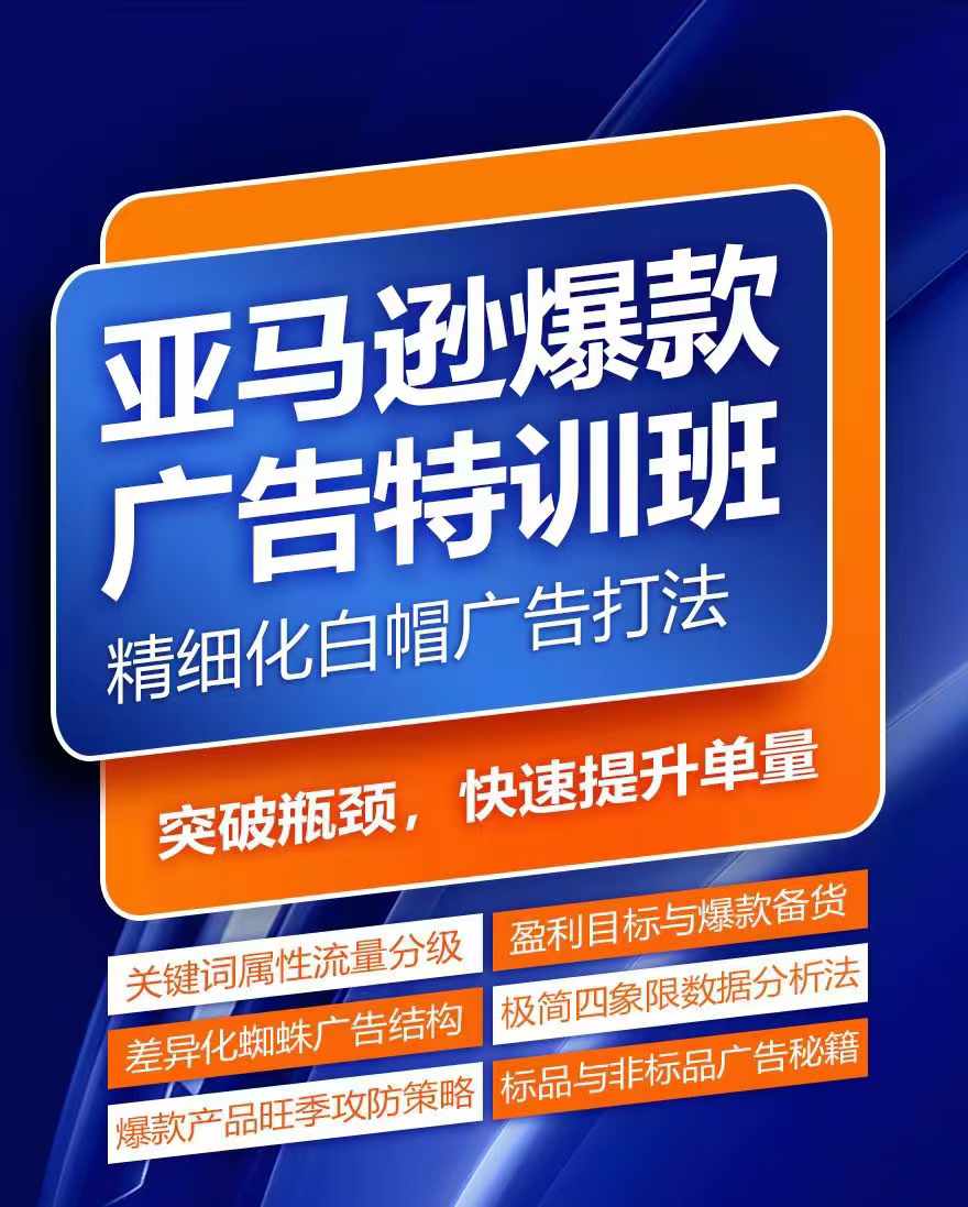 （第10648期）亚马逊爆款广告特训班，快速掌握亚马逊关键词库搭建方法，有效优化广告数据并提升旺季销量