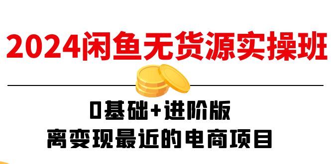 （第10091期）2024闲鱼-无货源实操班：0基础+进阶版，离变现最近的电商项目（15节）