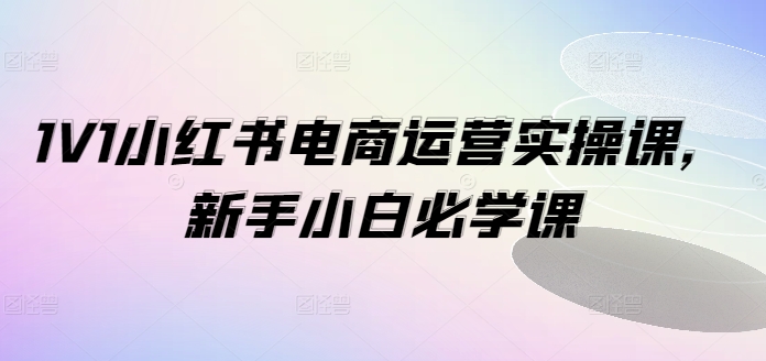 （第10572期）1V1小红书电商运营实操课，新手小白必学课