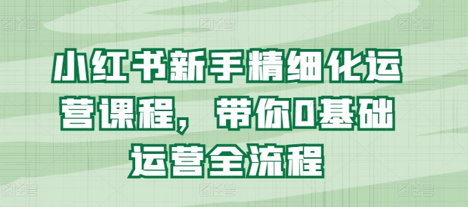 （第9919期）小红书新手精细化运营课程，带你0基础运营全流程