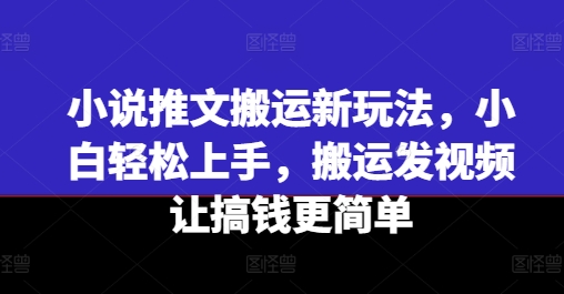 （第10143期）小说推文搬运新玩法，小白轻松上手，搬运发视频让搞钱更简单