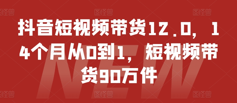 （第10141期）抖音短视频带货12.0，14个月从0到1，短视频带货90万件