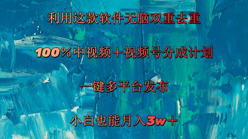 （第10395期）利用这款软件无脑双重去重 100％中视频＋视频号分成计划 小白也能月入3w＋