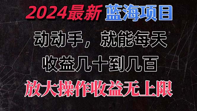 （第9996期）有手就行的2024全新蓝海项目，每天1小时收益几十到几百，可放大操作收…