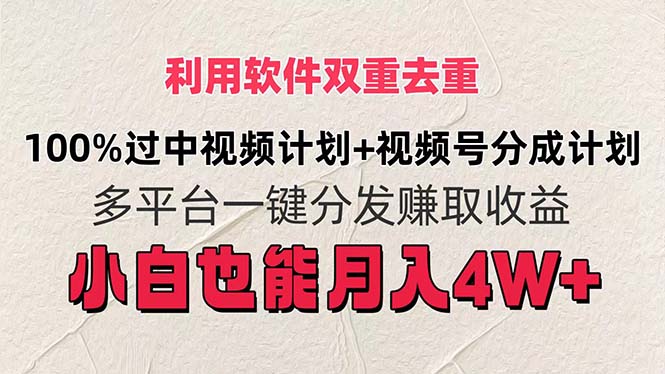 （第10638期）利用软件双重去重，100%过中视频+视频号分成计划小白也可以月入4W+