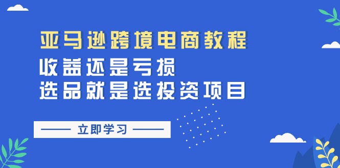 （第9944期）亚马逊跨境电商教程：收益还是亏损！选品就是选投资项目