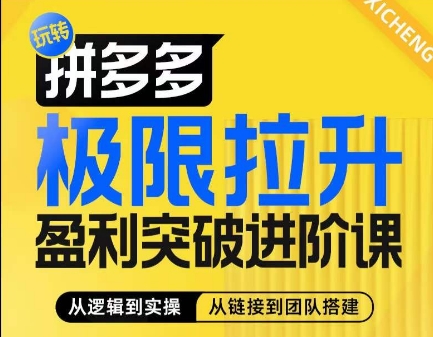 （第9939期）拼多多极限拉升盈利突破进阶课，​从算法到玩法，从玩法到团队搭建，体系化系统性帮助商家实现利润提升