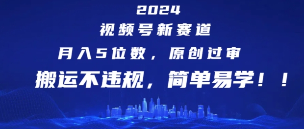 （第10419期）2024视频号新赛道，月入5位数+，原创过审，搬运不违规，简单易学