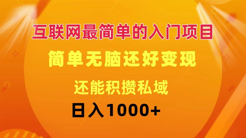 （第10720期）互联网最简单的入门项目：简单无脑变现还能积攒私域一天轻松1000+