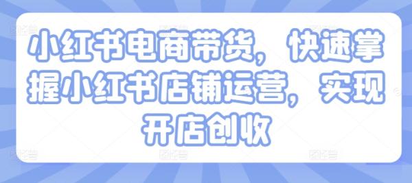 （第11493期）小红书电商带货，快速掌握小红书店铺运营，实现开店创收