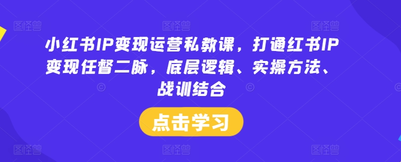 （第11132期）小红书IP变现运营私教课，打通红书IP变现任督二脉，底层逻辑、实操方法、战训结合