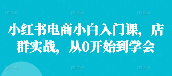 （第10847期）小红书电商小白入门课，店群实战，从0开始到学会