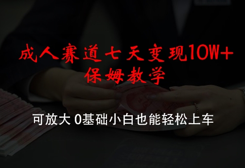 （第11263期）成人赛道七天变现10W+保姆教学，可放大，0基础小白也能轻松上车