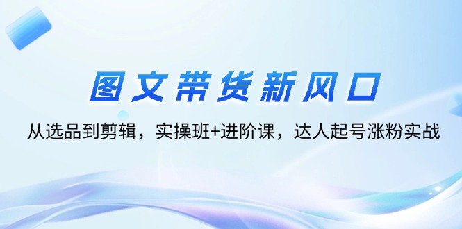 （第11393期）图文带货新风口：从选品到剪辑，实操班+进阶课，达人起号涨粉实战