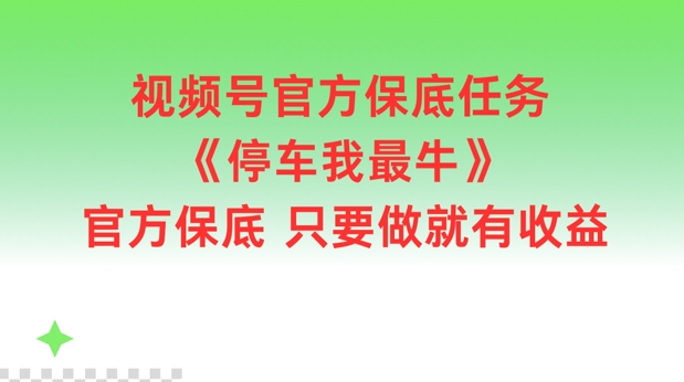 （第11175期）视频号官方保底任务，停车我最牛，官方保底只要做就有收益