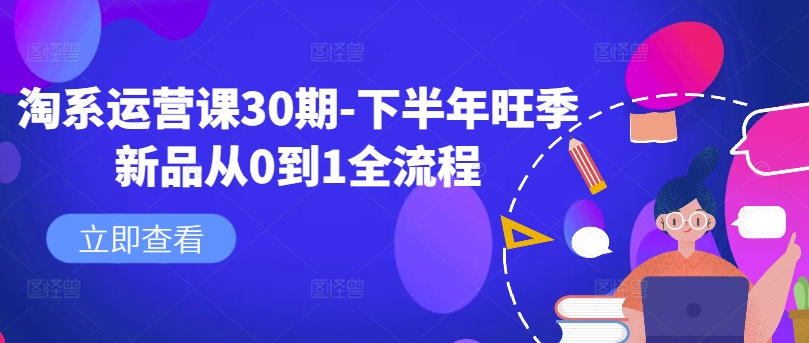 （第11494期）淘系运营课30期-下半年旺季新品从0到1全流程