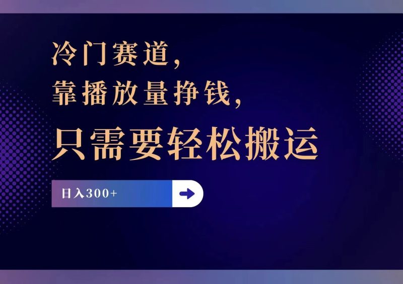 （第10804期）冷门赛道，靠播放量挣钱，只需要轻松搬运，日赚300+