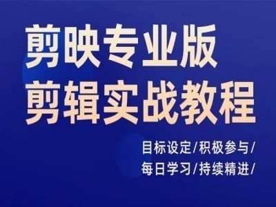 （第10814期）剪映专业版剪辑实战教程，目标设定/积极参与/每日学习/持续精进