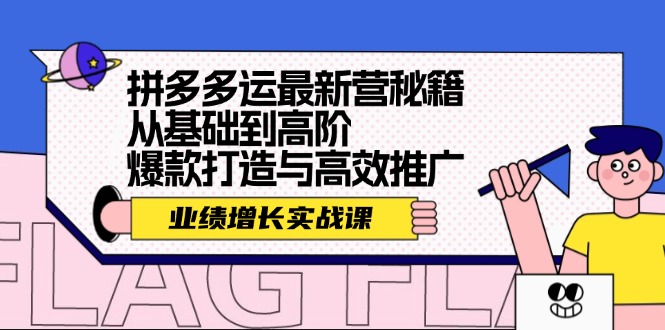 （第11311期）拼多多运最新营秘籍：业绩 增长实战课，从基础到高阶，爆款打造与高效推广