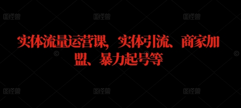 （第12164期）实体流量运营课，实体引流、商家加盟、暴力起号等