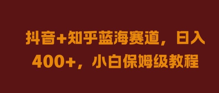 （第11881期）抖音+知乎蓝海赛道，日入几张，小白保姆级教程