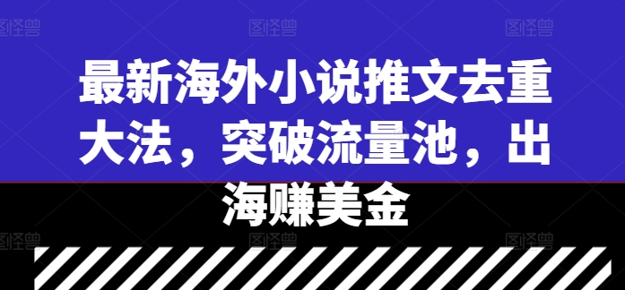 （第11815期）最新海外小说推文去重大法，突破流量池，出海赚美金