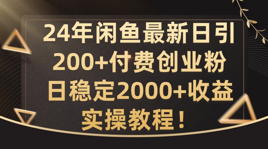 （第11619期）24年闲鱼最新日引200+付费创业粉日稳2000+收益，实操教程