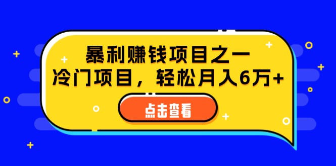 （第11782期）暴利赚钱项目之一冷门项目，轻松月入6万+