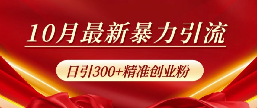 （第12481期）10月最新暴力引流，私域完美闭环，日引300+精准创业粉