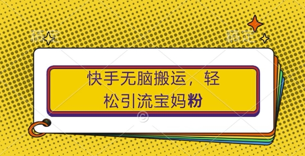 （第12248期）快手无脑搬运，轻松引流宝妈粉，纯小白轻松上手