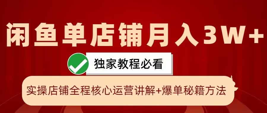 （第12524期）闲鱼单店铺月入3W+实操展示，爆单核心秘籍，一学就会