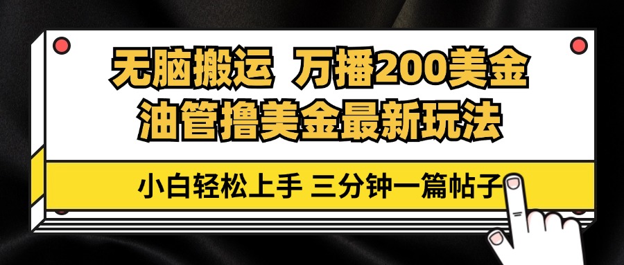 （第12653期）油管无脑搬运撸美金玩法教学，万播200刀，三分钟一篇帖子，小白轻松上手