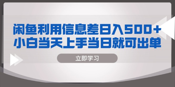 （第12883期）闲鱼利用信息差 日入500+  小白当天上手 当日就可出单